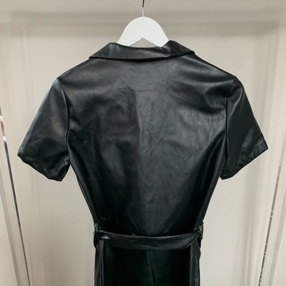 MISSGUIDED Faux Leather Shirt Dress in Black US 2 - Picture 6 of 9